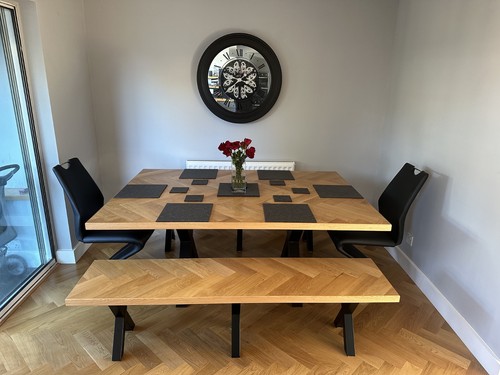 Oak herringbone table - with, 2