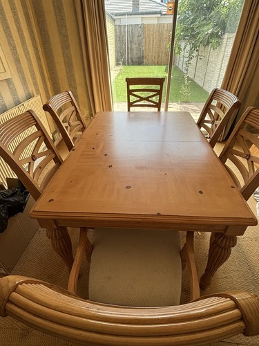 Dining table with six - table, chairs