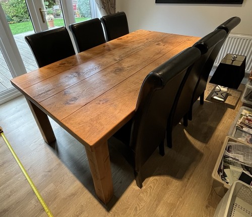 Rustic waxed pine dining table - dining,