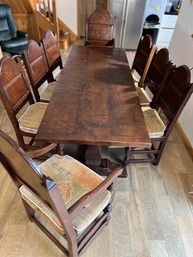 Oak refectory table with - oak, 8